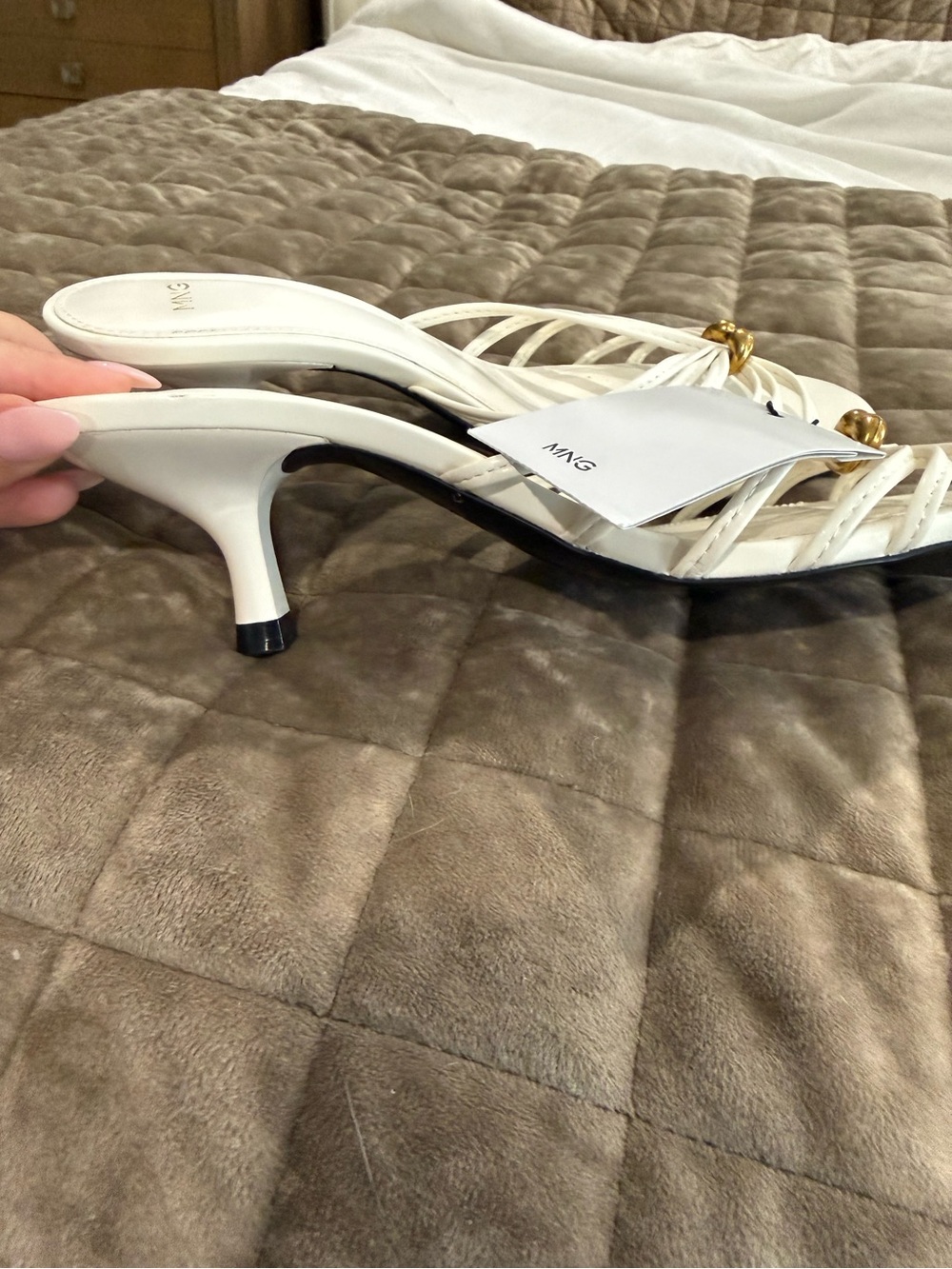 Mango strappy heeled mule in white - Picture 5 of 6